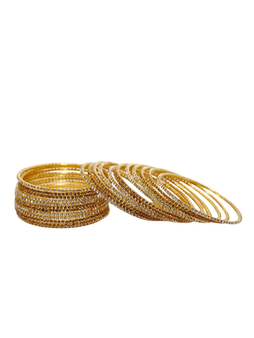 

Set of 30 Non-Precious Metal with Zircon Gemstone and Ball Chain Linked Plain Bangles, Magenta