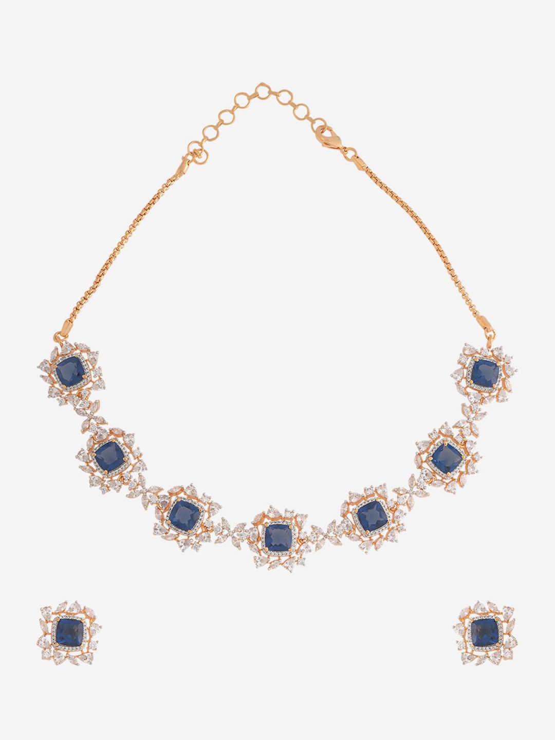 

Kushal's Fashion Jewellery Rhodium-Plated CZ-Studded Jewellery Set, Gold
