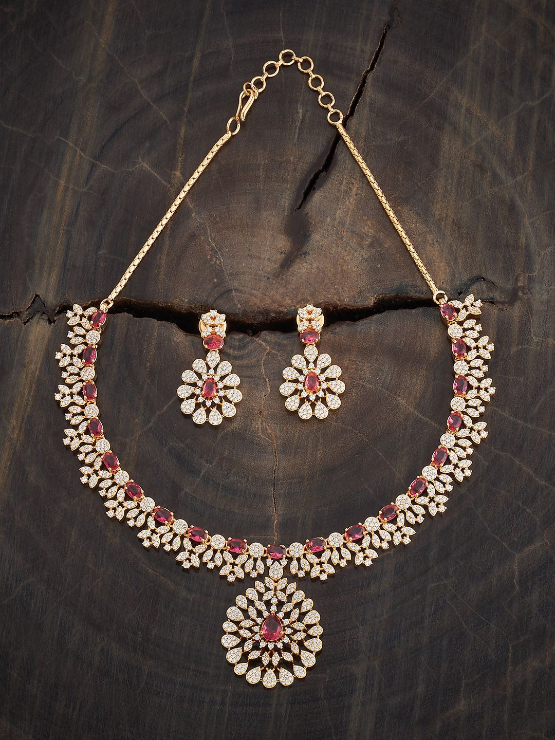 

Kushal's Fashion Jewellery Gold-Plated CZ-Studded Jewellery Set