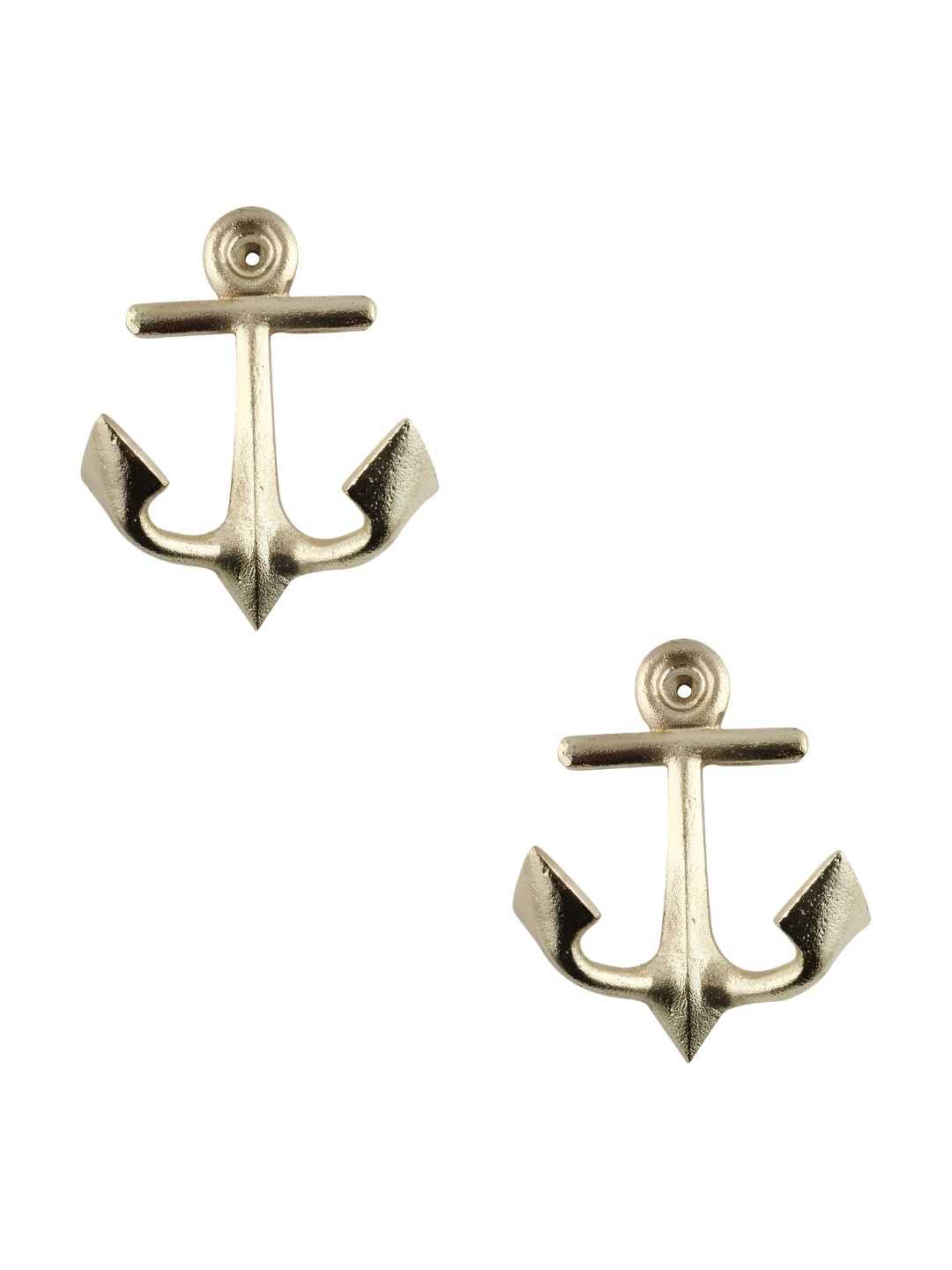 

IndianShelf Gold-Toned 2 Pieces Iron Anchor Wall Mounted Hooks Kitchen Hanger