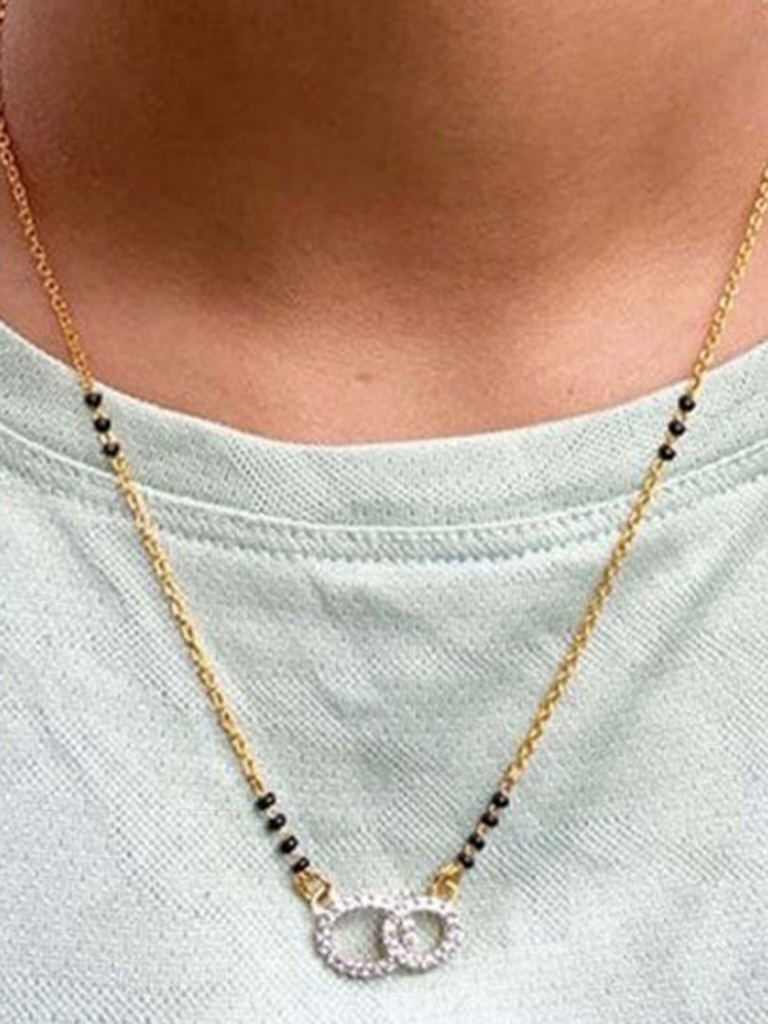 

Wynona Pack of 2 Gold-Plated American Diamond Studded Mangalsutra