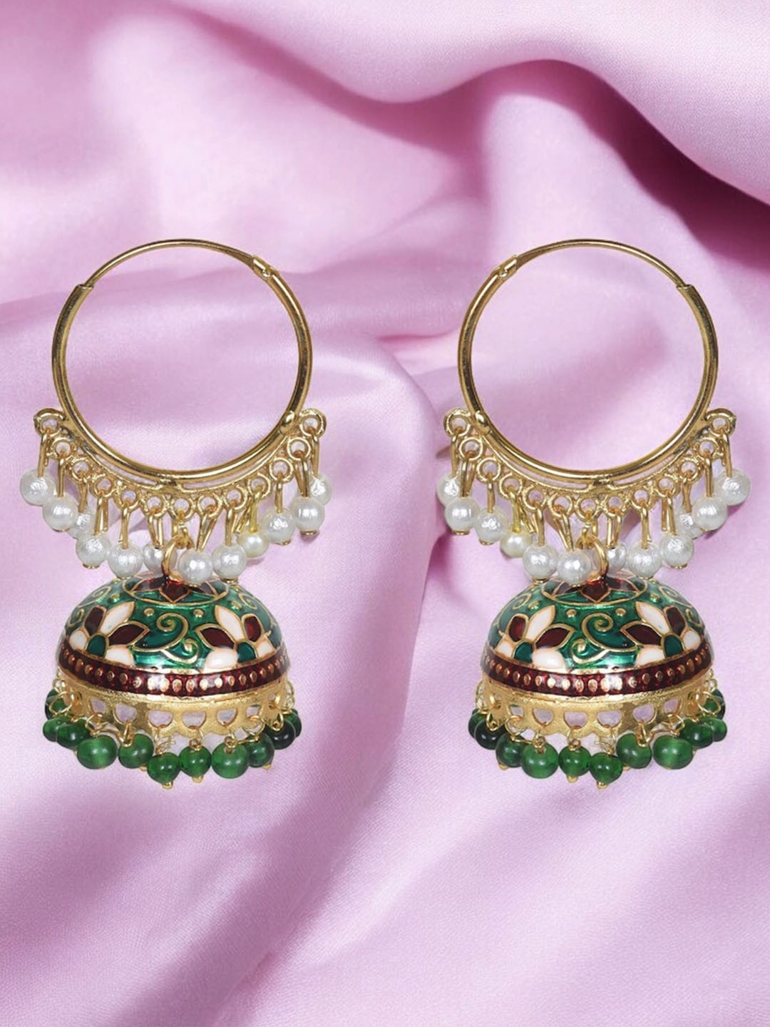 

Nilu's Collection Brass-Plated Contemporary Jhumkas Earrings, Gold