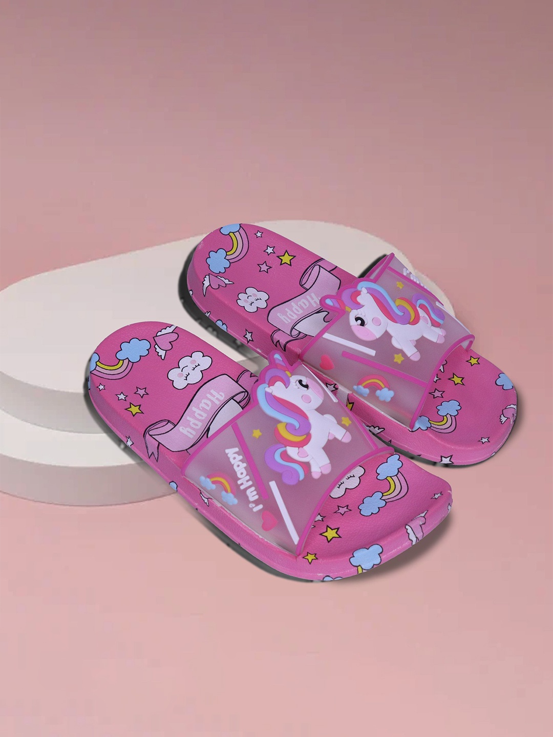 

NEW STEPS Girls Printed Sliders, Pink