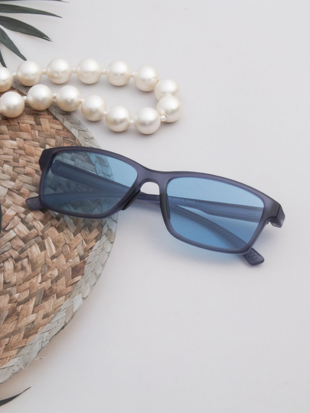

Ted Smith Unisex Rectangle Sunglasses with Polarised and UV Protected Lens, Blue