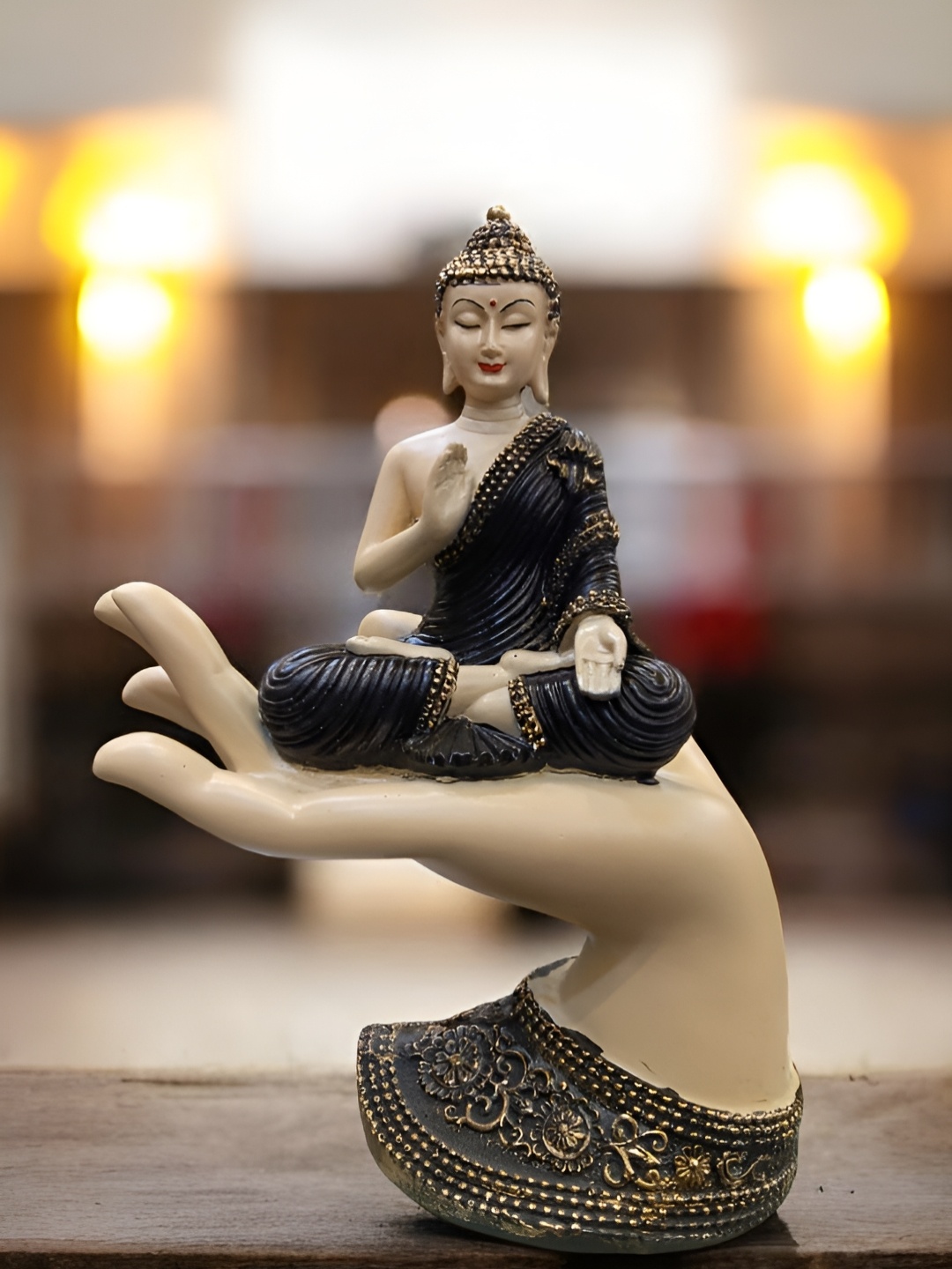 

Vrinban International White Buddha Idol Showpiece