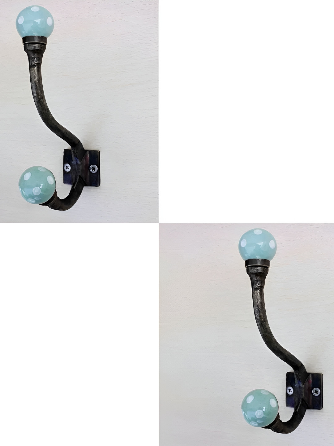 

IndianShelf Blue & Black 2 Pieces Ceramic Rack Key Holder Hangers