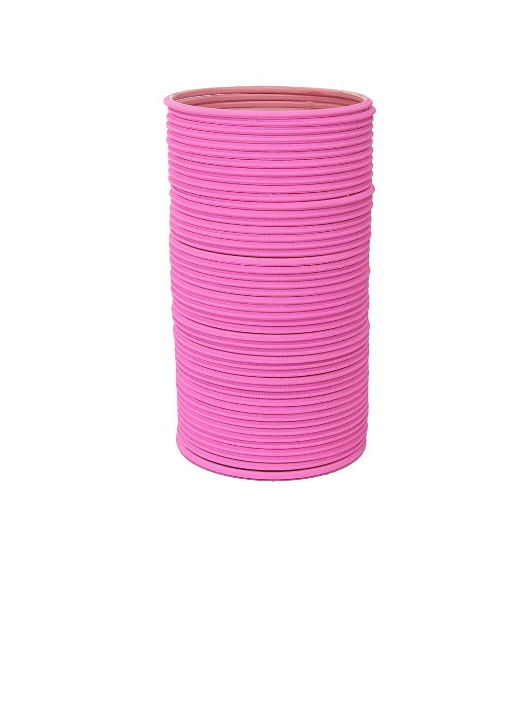 

ZULKA Set of 48 Solid Matte Finish Plain Metal Bangles, Pink