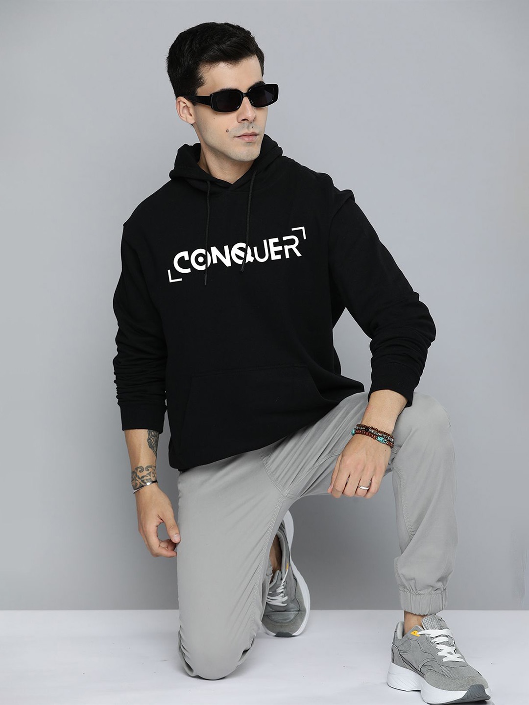 

R.Code by The Roadster Life Co. Men Cotton Hooded Sweatshirt, Black