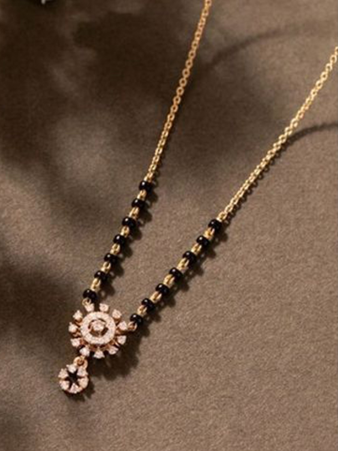 

Wynona Set Of 2 Gold-Plated American Diamond Studded & Beaded Mangalsutra