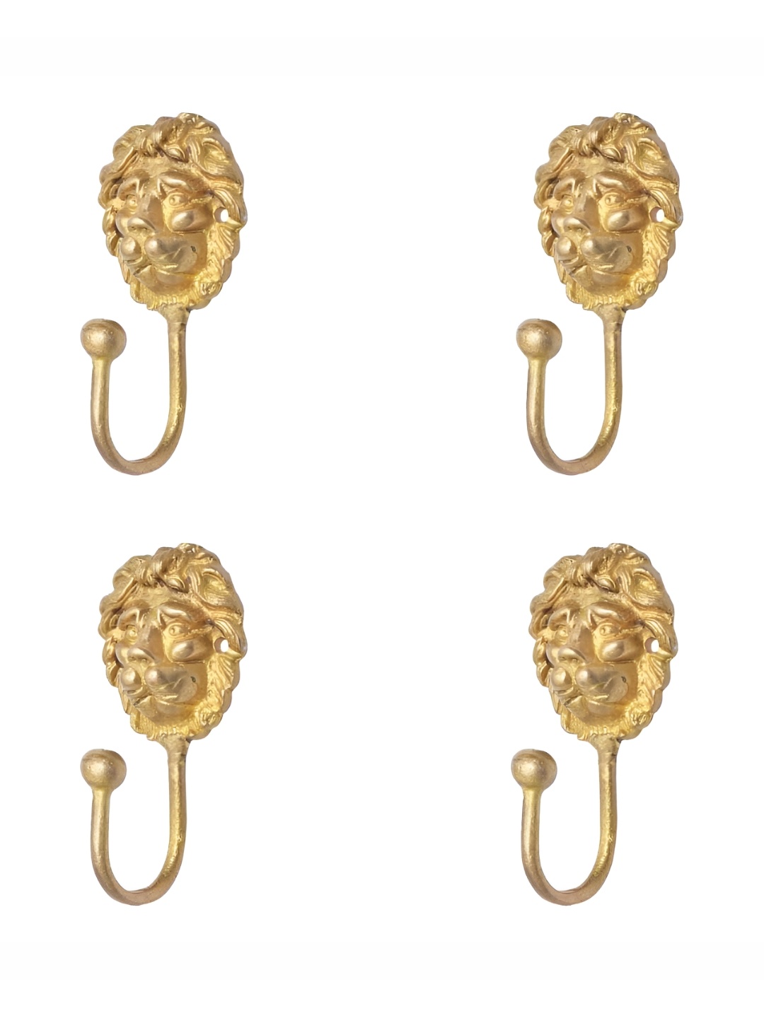 

IndianShelf Gold Toned 4 Piece Lion Textured Ceramic Wall Hooks