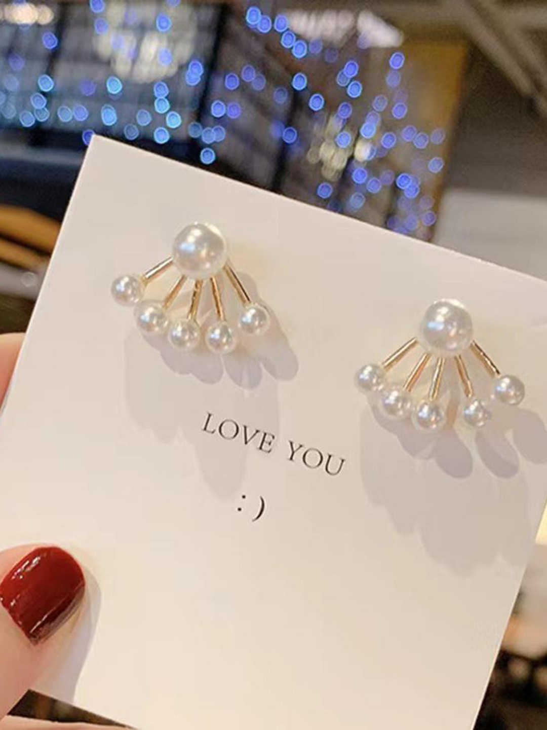 

DESTINY JEWELS Gold-Plated Contemporary Studs, White