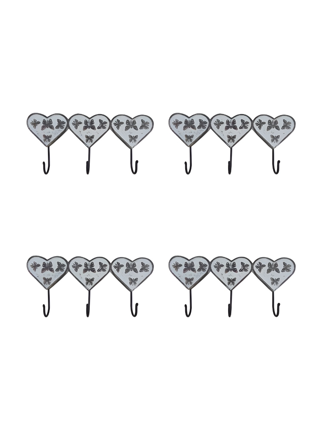 

IndianShelf Grey & Black 4 Pieces Ceramic Hearts Wall Hooks