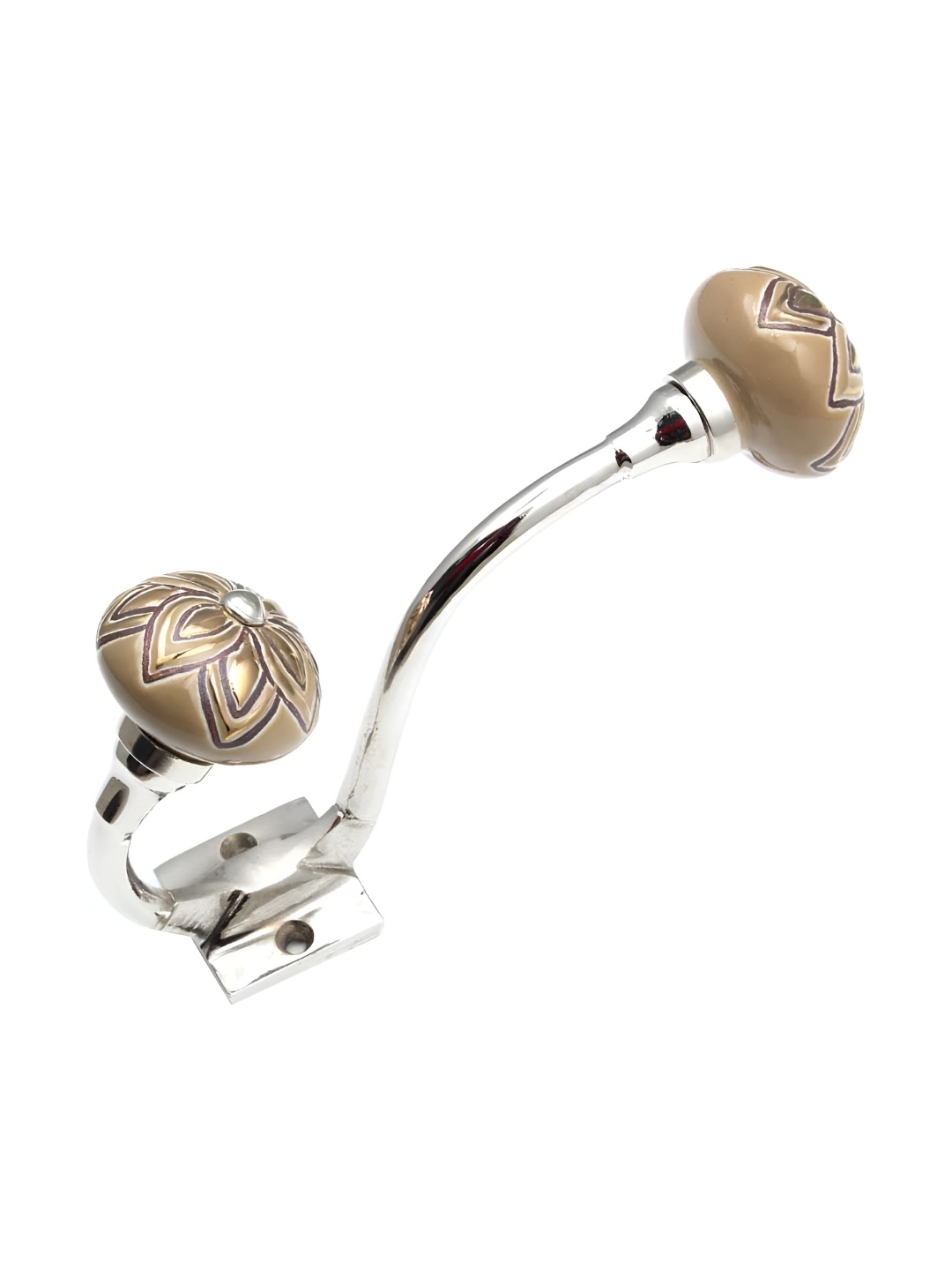 

IndianShelf Gold Toned & Silver Toned Floral Textured Ceramic Wall Hook