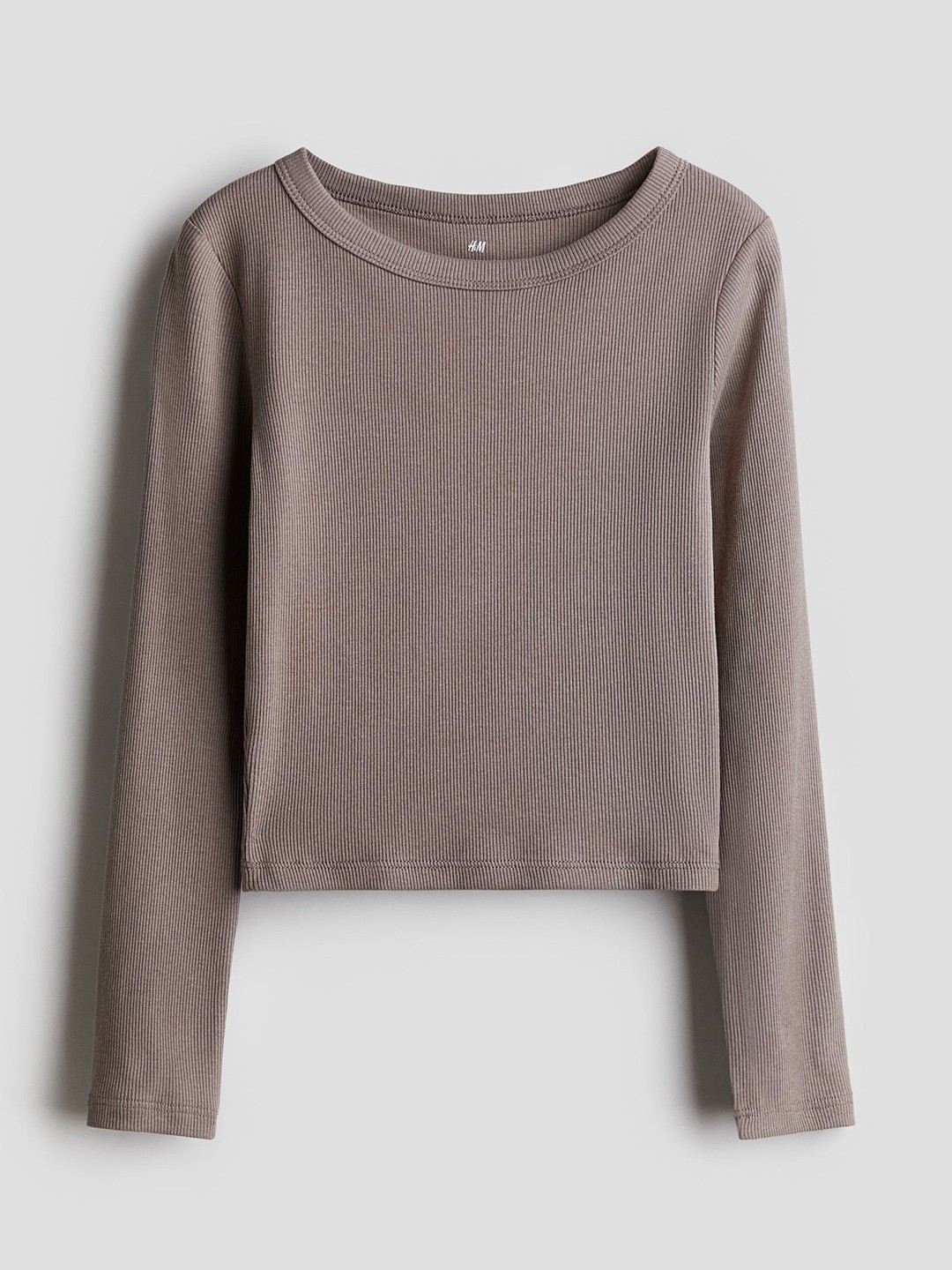 

H&M Ribbed Cotton Jersey Top, Beige