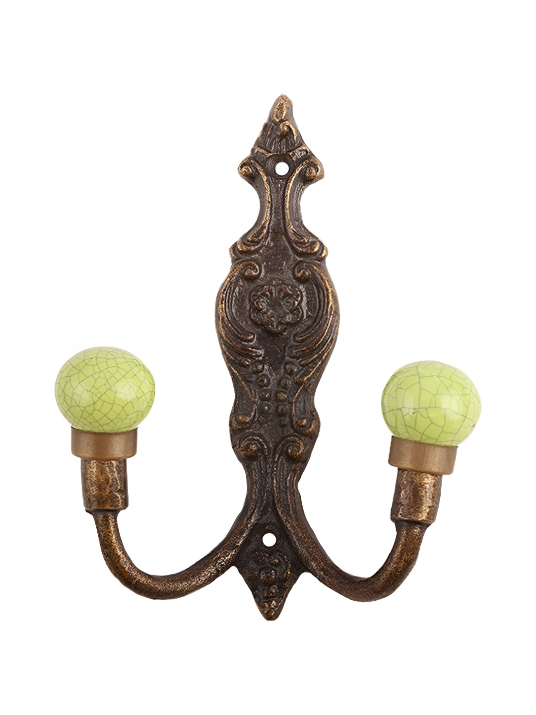 

IndianShelf Yellow & Brown Crackle Printed Ceramic Wall Hooks