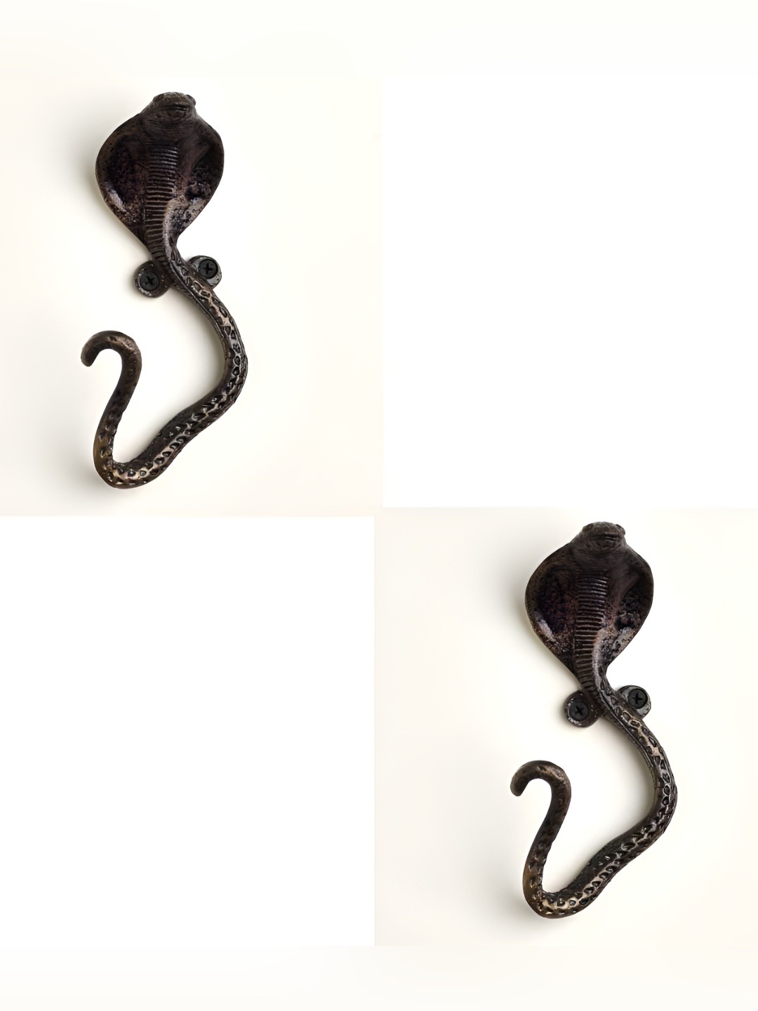 

IndianShelf Bronze 2 Pieces Snake Textured Iron Wall Hooks