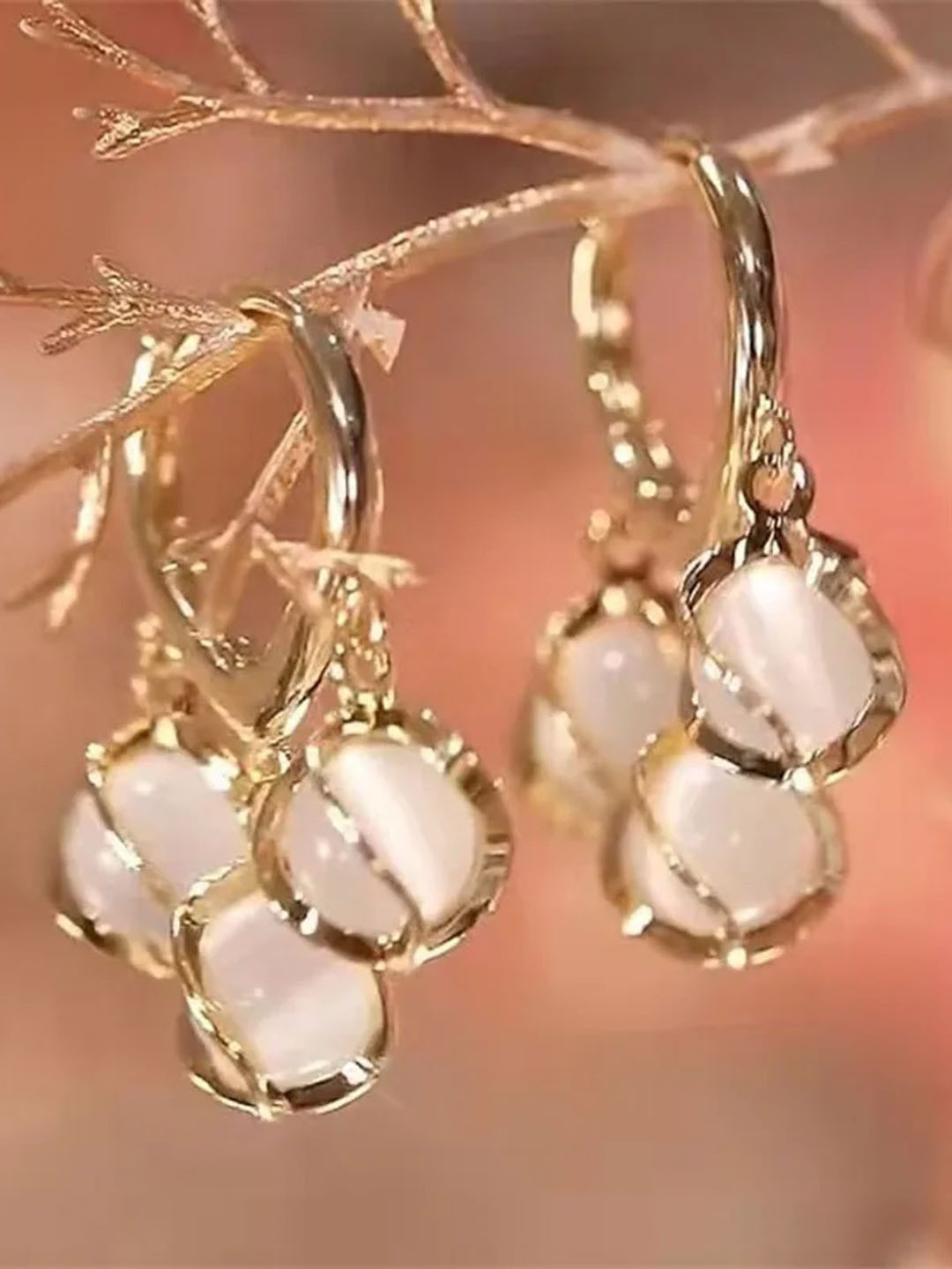 

PolluxCraft Gold-Plated Contemporary Beaded Korean Drop Earrings