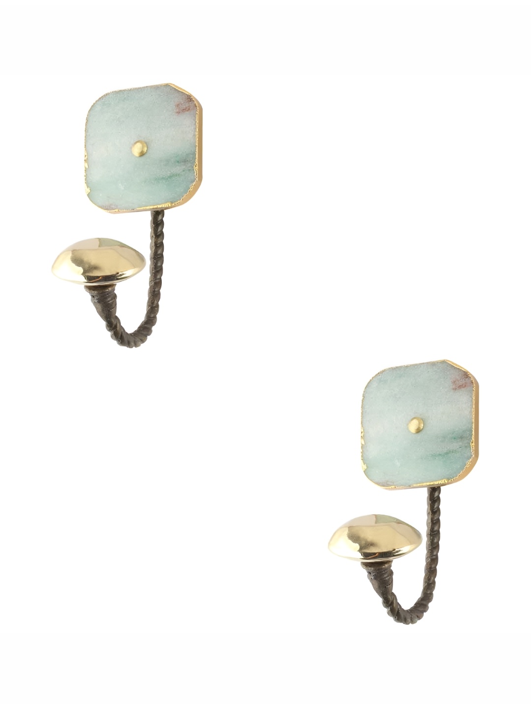 

IndianShelf Gold Toned & Green 2 Pieces Ceramic Wall Hooks