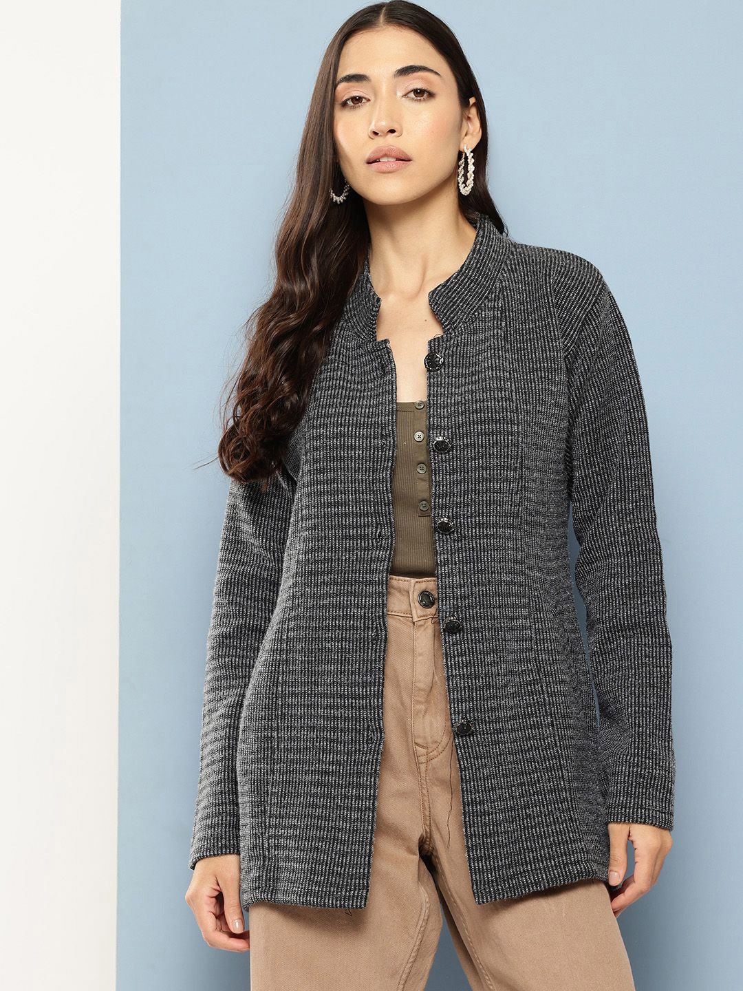 

BAESD Women Woollen Cardigan, Black