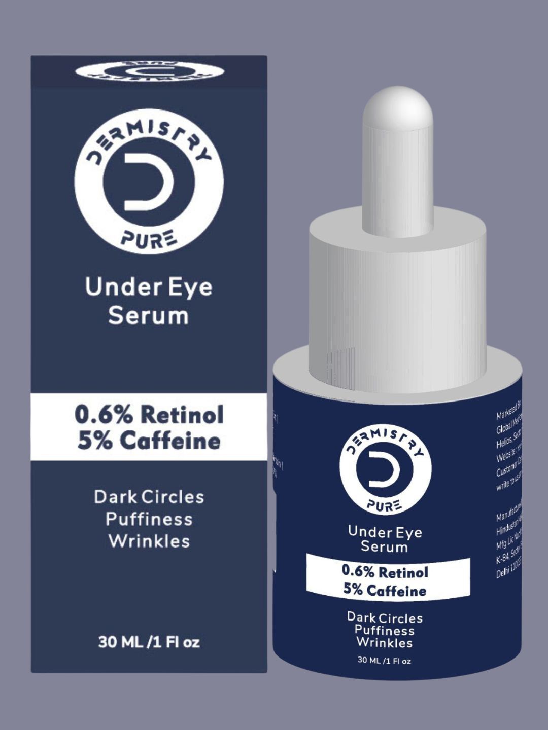 

DERMISTRY Pure 0.6% Retinol 5% Caffeine Under Eye Serum - 30 ml, Transparent