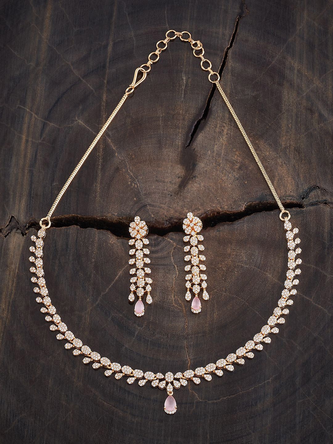 

Kushal's Fashion Jewellery Gold-Plated CZ-Studded Jewellery Set