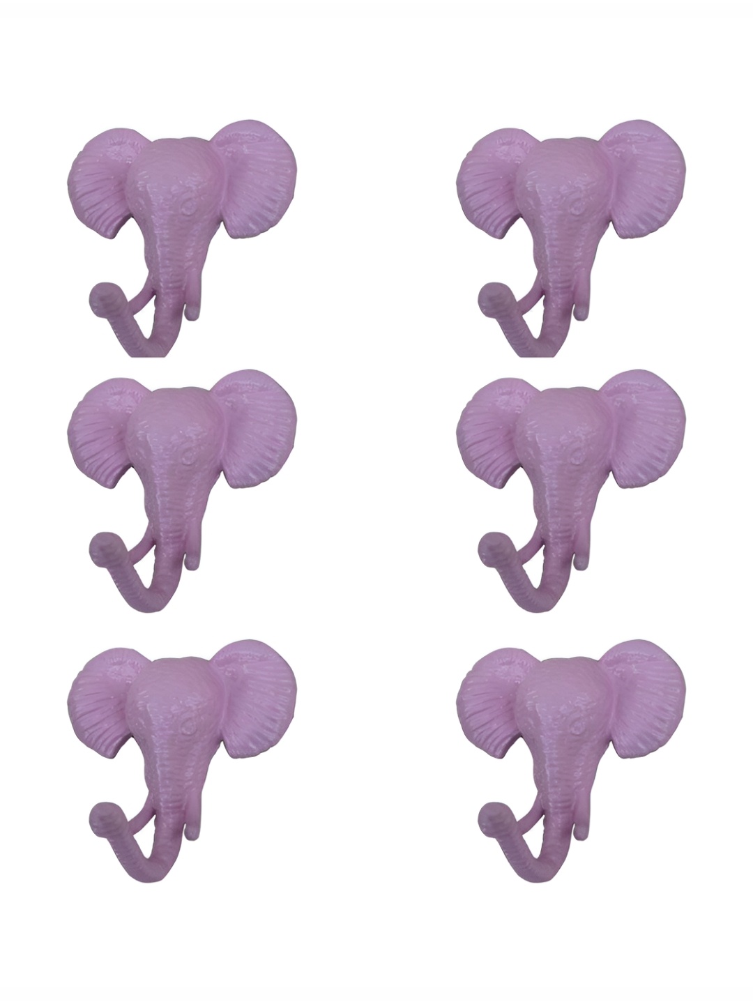 

IndianShelf 6 Pcs Iron Elephant Key Hooks Hangers for Clothes Wall Mounted, Pink