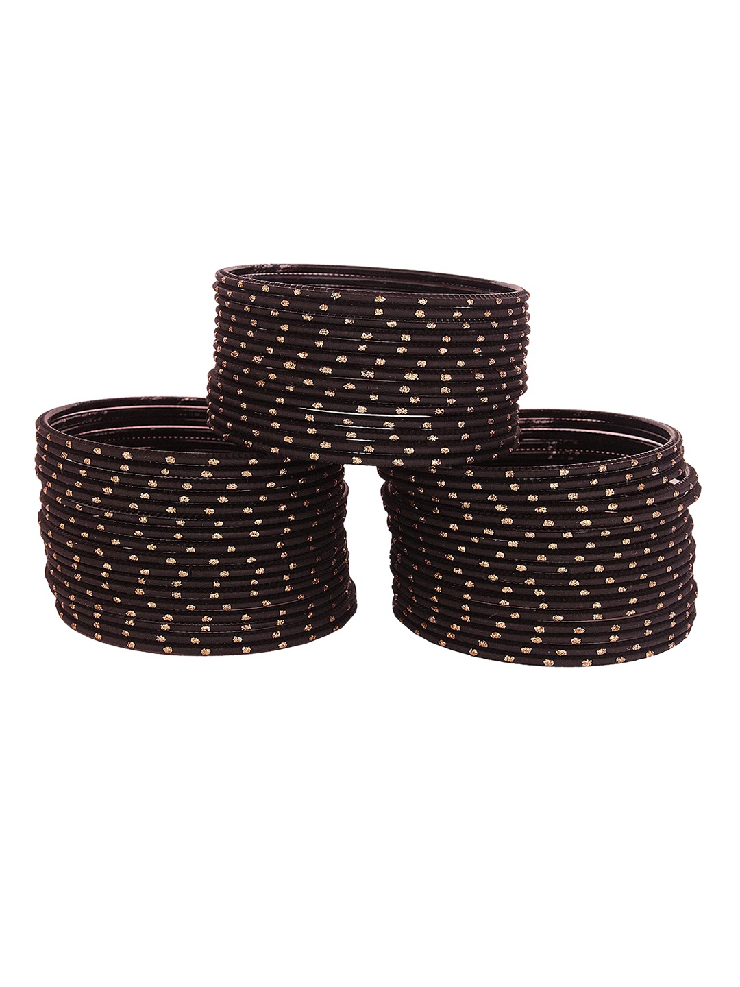 

ZULKA Set of 48 Metal with Polka Dots Bangles, Black