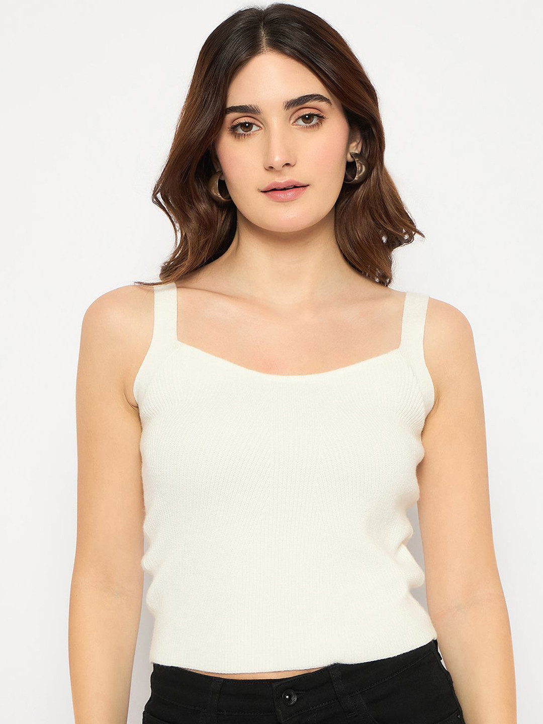 

Madame Women Ribbed Sweater Vest, Off white