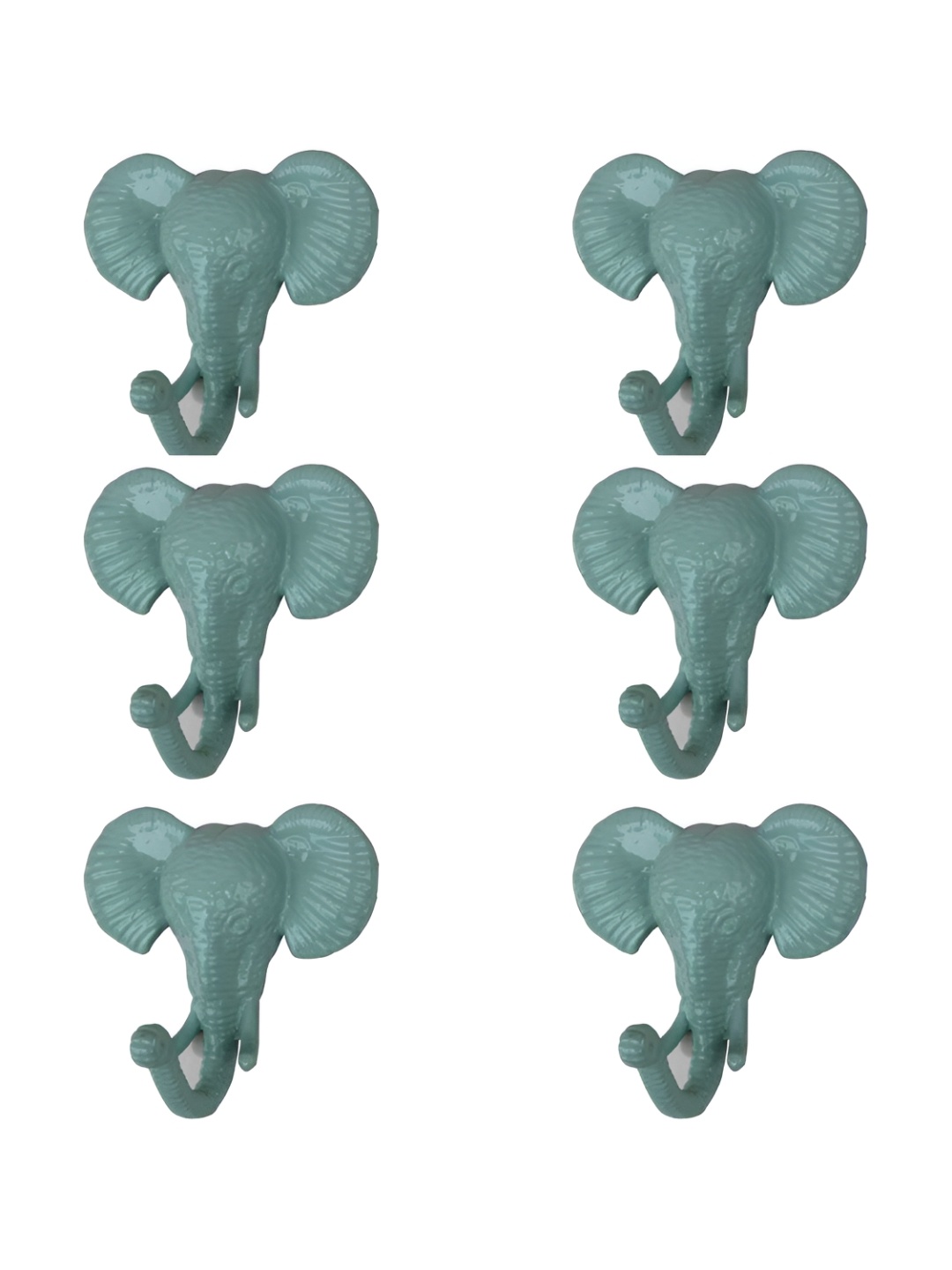 

IndianShelf Green 6 Pieces Elephant Iron Wall Hooks