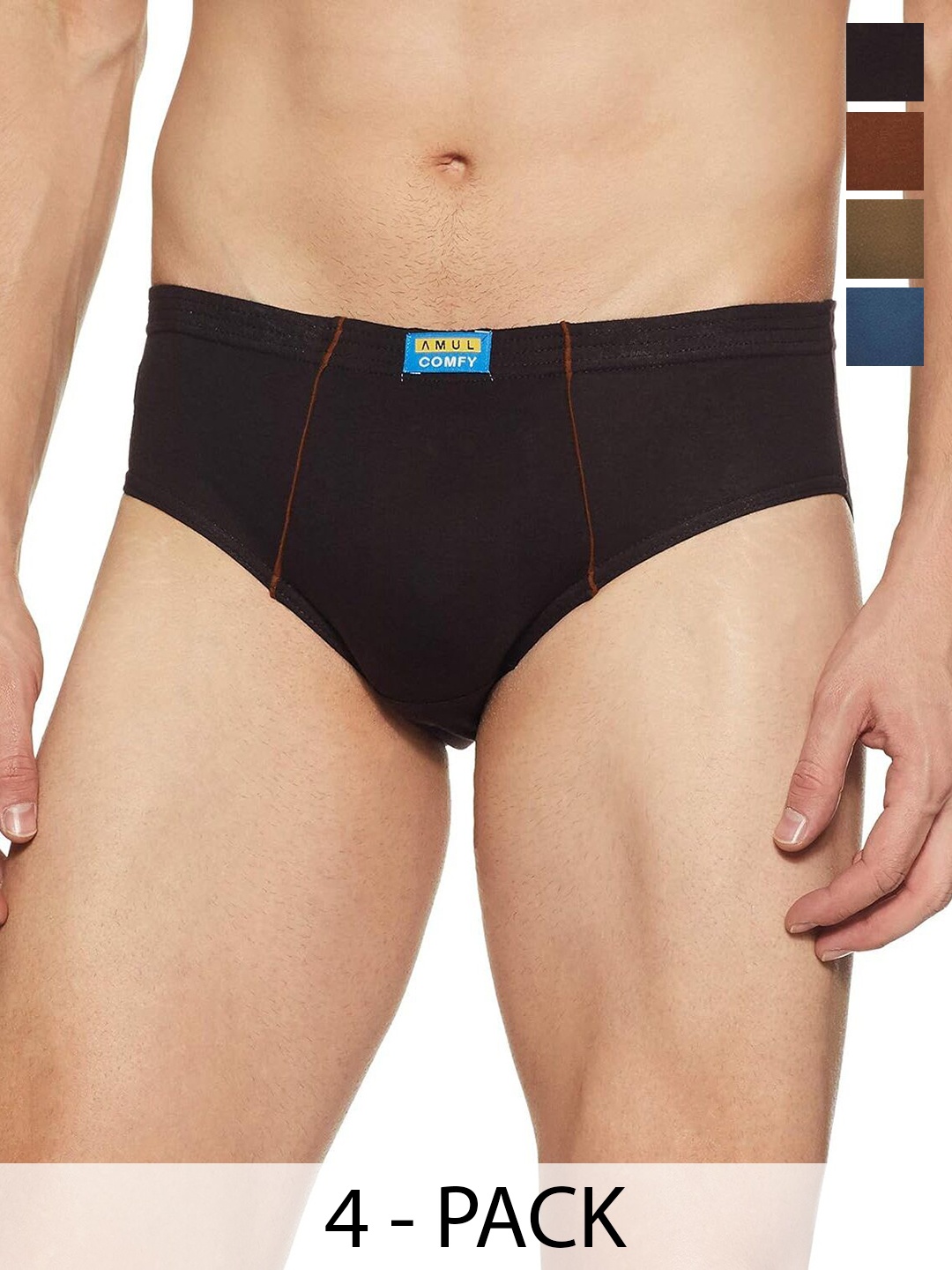 

AMUL COMFY Men Pack Of 4 Cotton Mid-Rise Basic Briefs-Comfy-Brief-IE, Brown