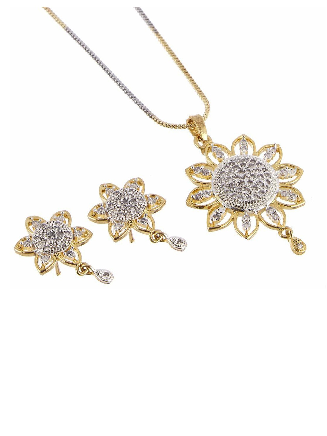 

SUNHARI Gold-Plated Stone-Studded Jewellery Set