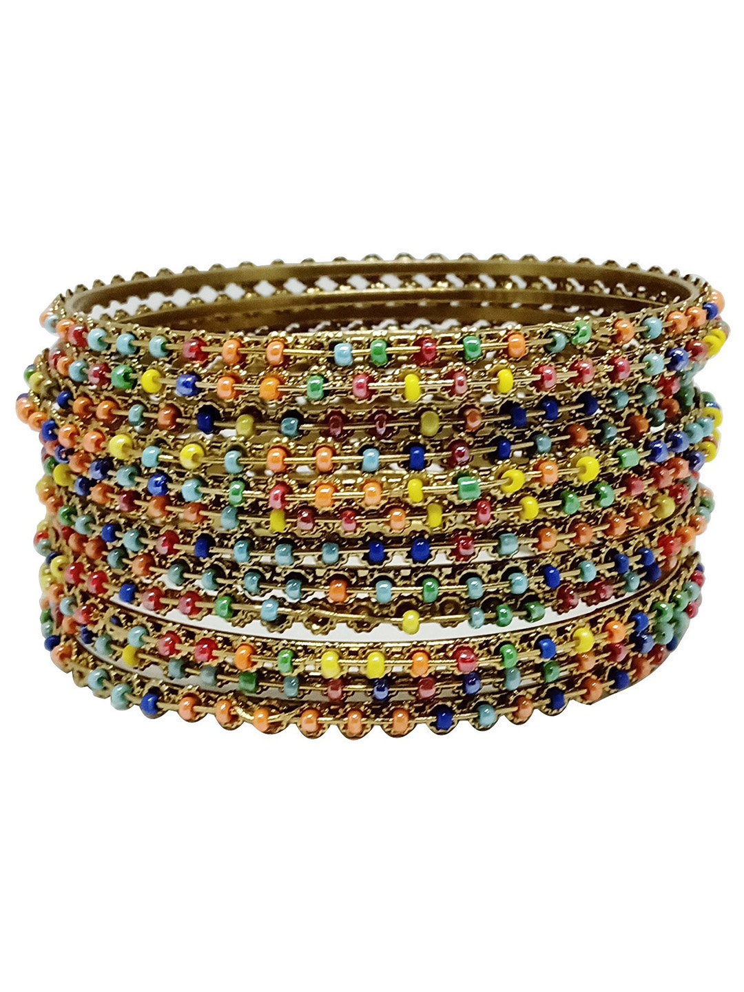 

CHRISHAN Set Of 12 Gold-Plated Beaded Bangles