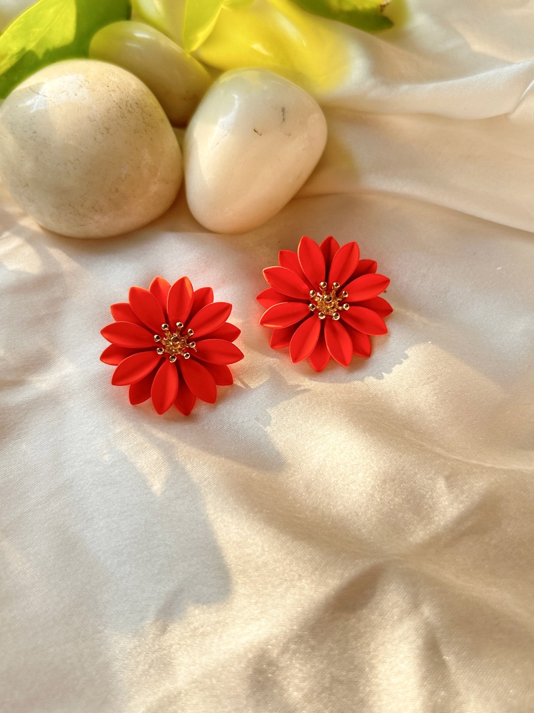 

The Jewellery Tale Gold-Plated Sunflower Studs, Orange