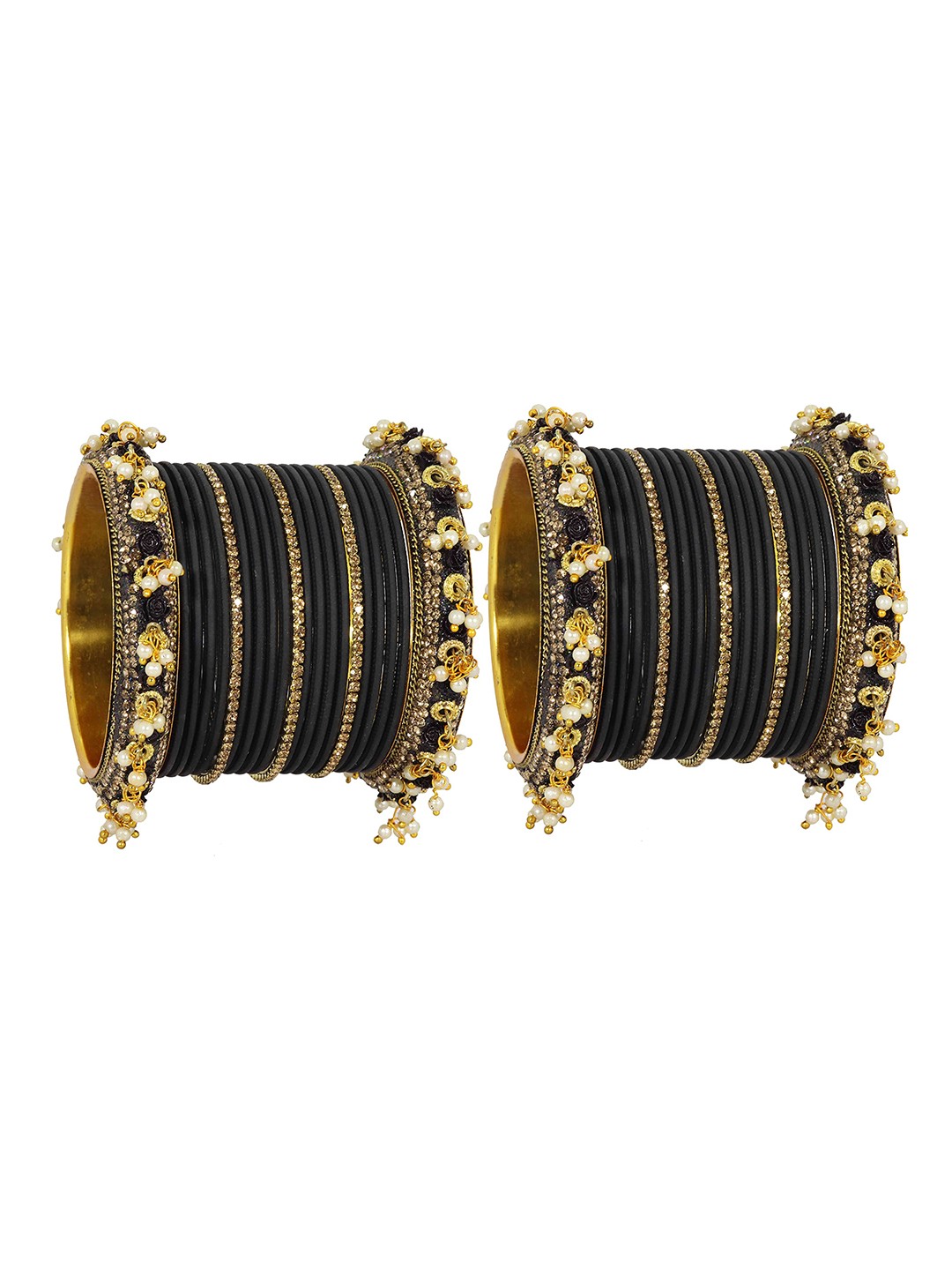 

ZULKA Pack Of 42 Zircon Gemstone Metal Bangles, Black