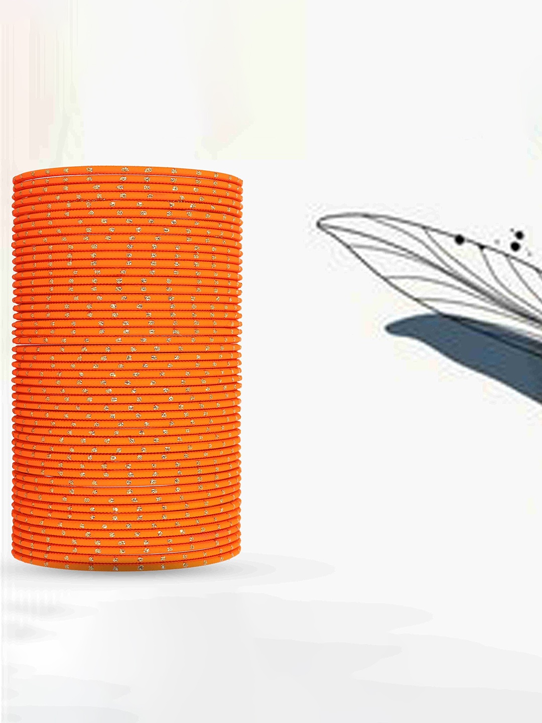 

ZULKA Set of 48 Traditional Polka Dotted Metal Bangles, Orange