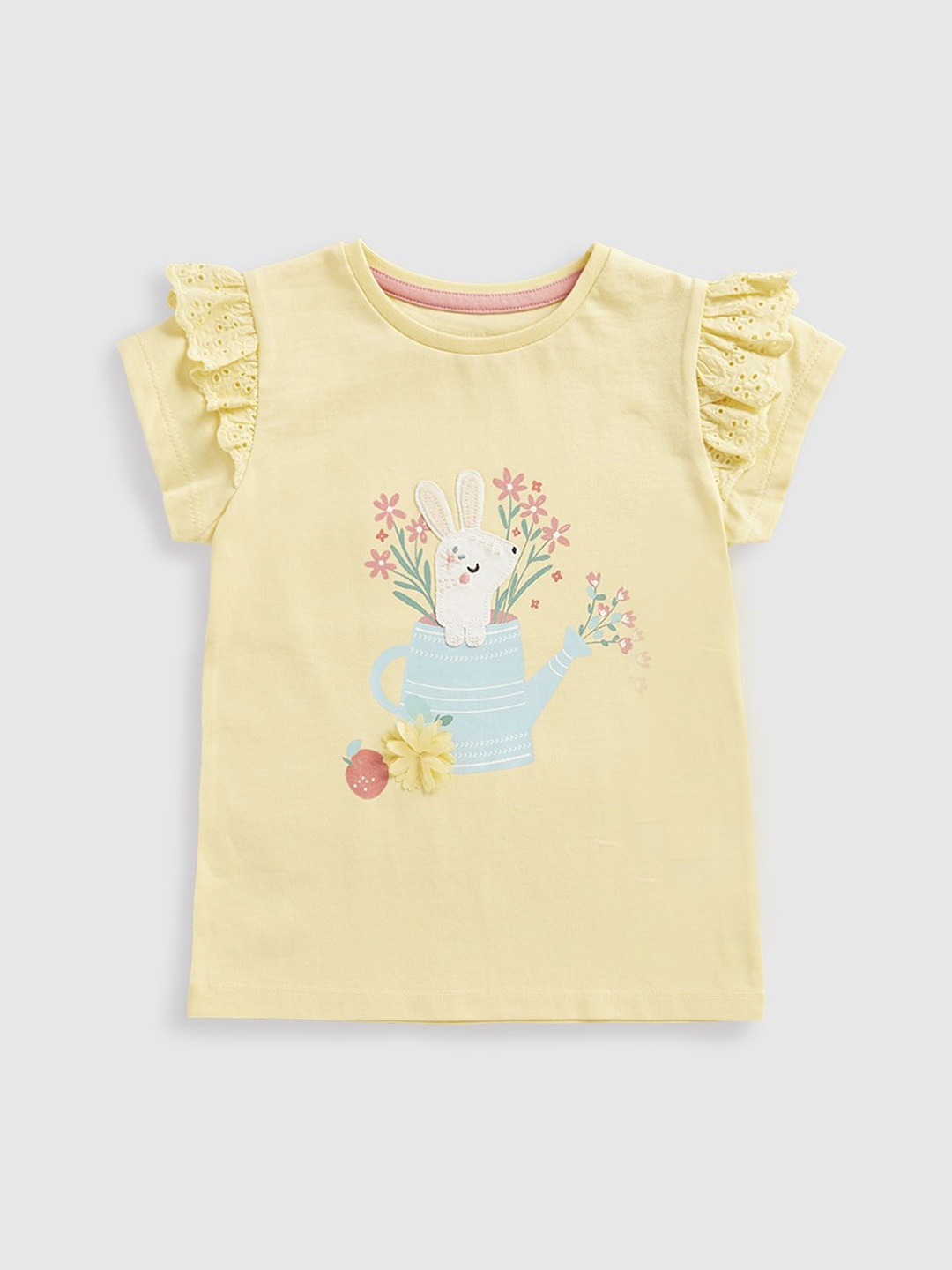 

mothercare Girls Graphic Printed Round Neck Cotton T-shirt, Yellow