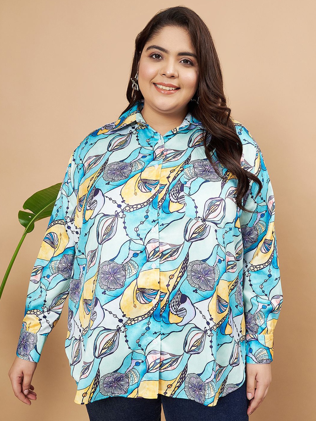 

MOOBA Women Classic Opaque Printed Casual Shirt, Blue