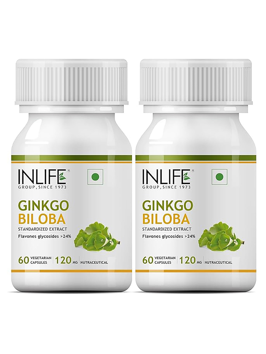 

INLIFE Set Of 2 Ginkgo Biloba Extract 120 mg - 60 Capsules Each, White