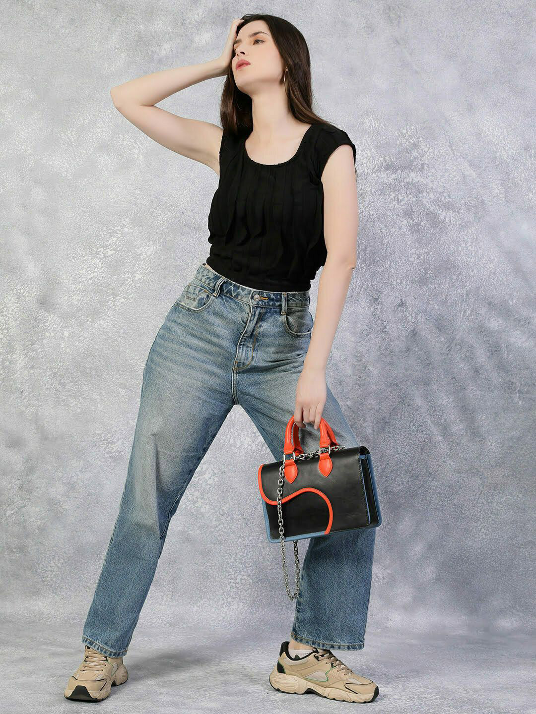 

THE BLACK LOVER Women Self Design Pure Cotton Top