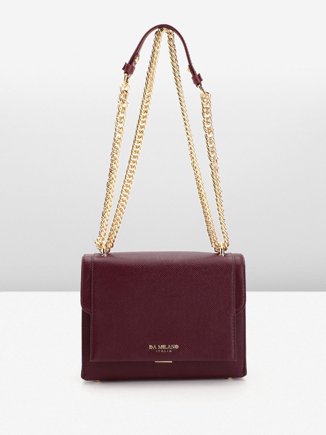 

Da Milano Textured Leather Structured Shoulder Bag, Purple