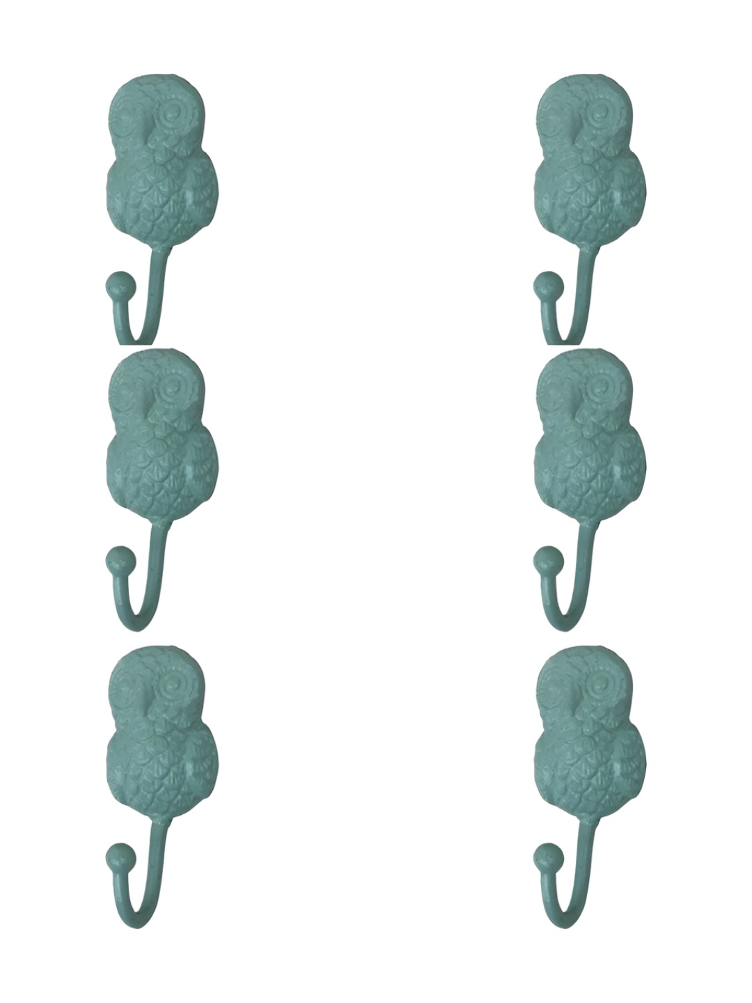 

IndianShelf Green 6 Pieces Owl Textured Ceramic Wall Hooks