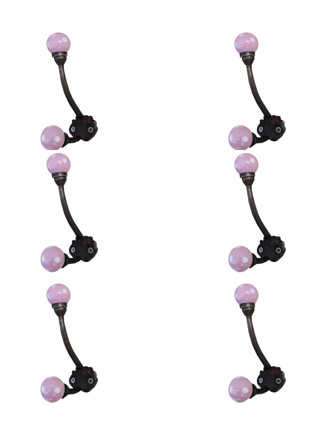 

IndianShelf Black & Pink 6 Pieces Dot Printed Ceramic Wall Hooks