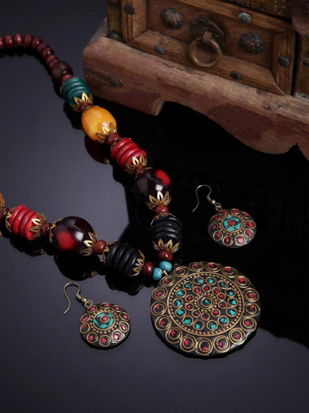 

SUNHARI Sliver-Plated Beaded Necklace & Earrings, Silver