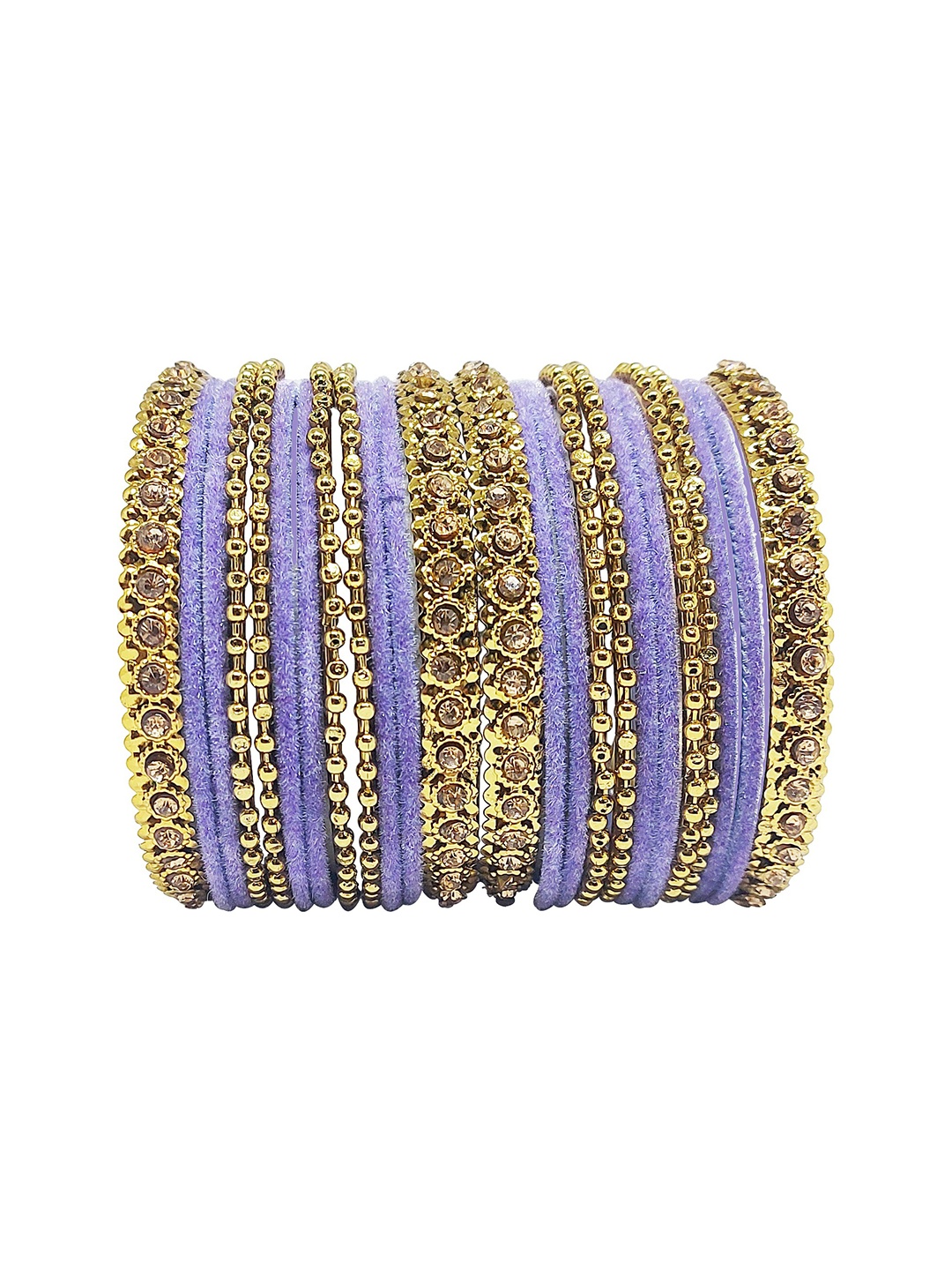 

CHRISHAN Set Of 24 Stone Studded Bangles, Gold