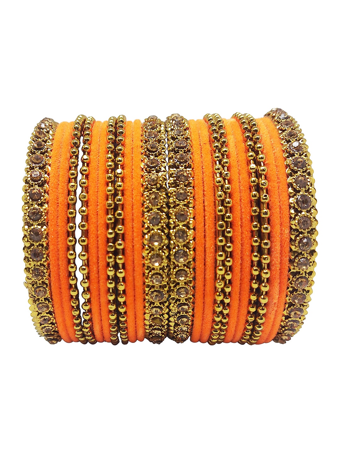 

CHRISHAN Set Of 32 Stone-Studded Bangles, Orange