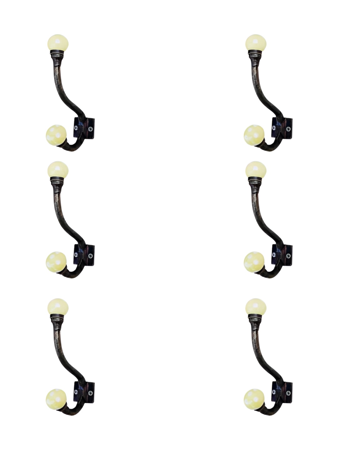 

IndianShelf Yellow & Brown 6 Pieces Ceramic Dot Cloth Hangers Coat Hooks