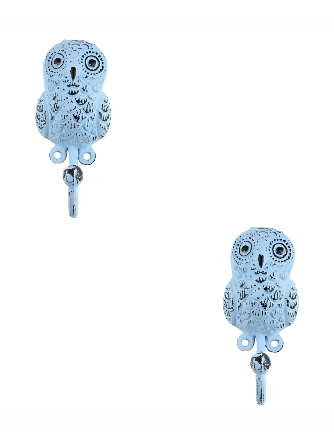

IndianShelf Blue & Black 2 Pieces Textured Iron Owl Shaped Wall Hooks