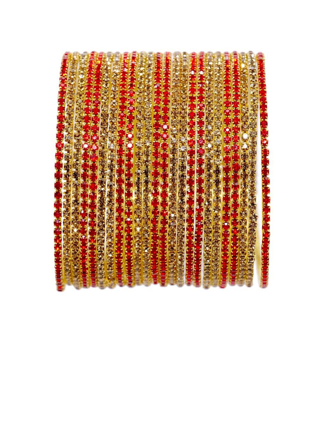 

ZULKA Set of 30 Non-Precious Metal with Zircon Gemstone and Ball Chain Linked Plain Bangles, Green