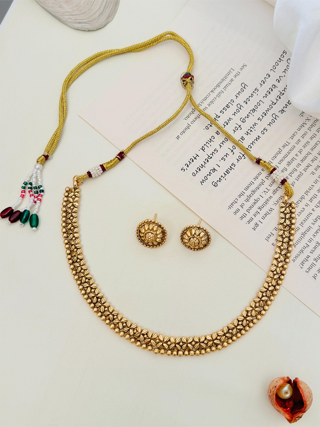 

ABDESIGNS Enchanting Gold-Plated Temple Jewellery Set