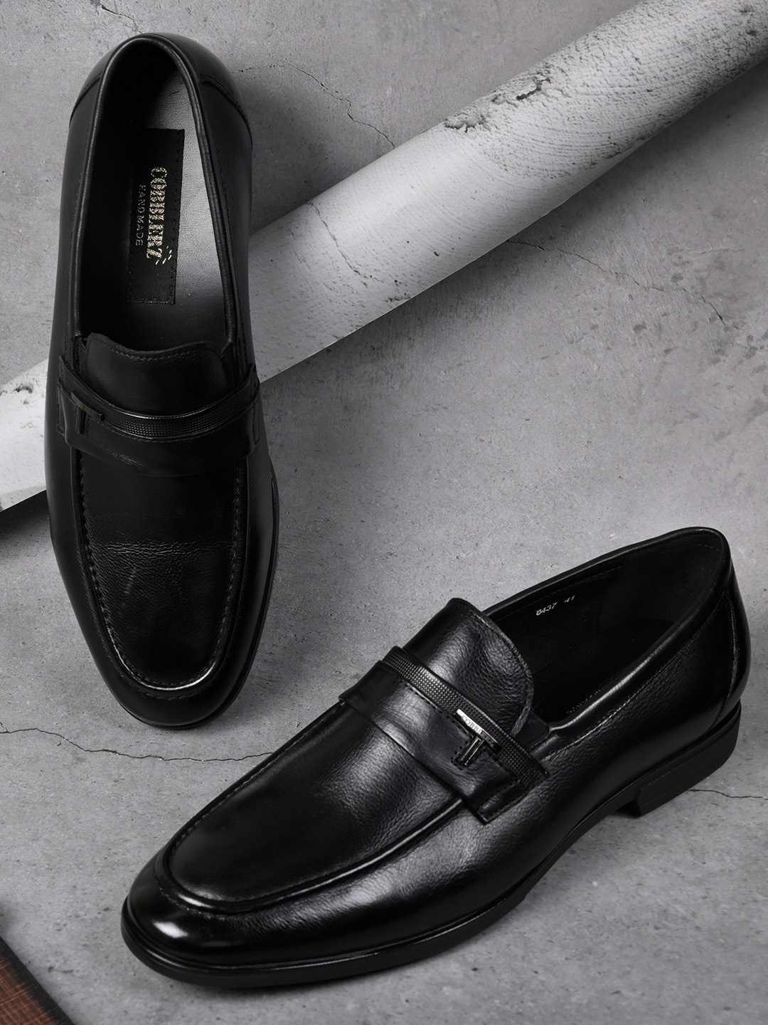 

Cobblerz Men Leather Formal Loafers, Black